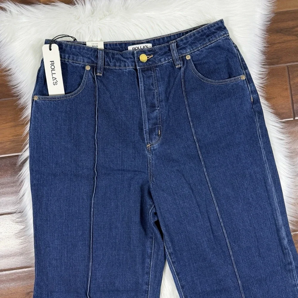 Rolla's Women's Size 30 Pacific Blue High Rise Wide Leg Sailor Scoop Denim Jeans